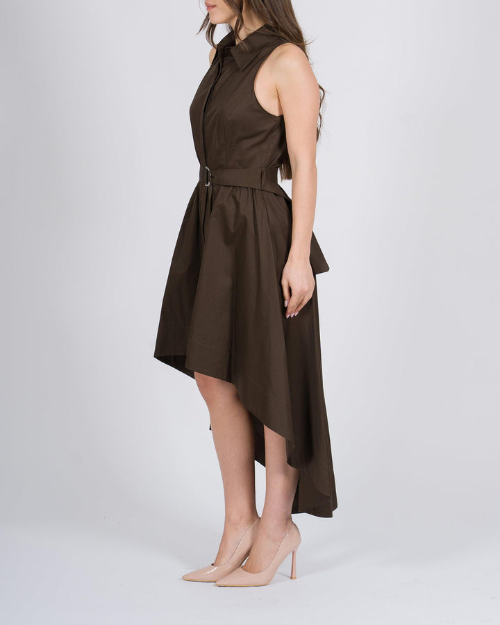 Camicia-abito asimmetrico cioccolato 