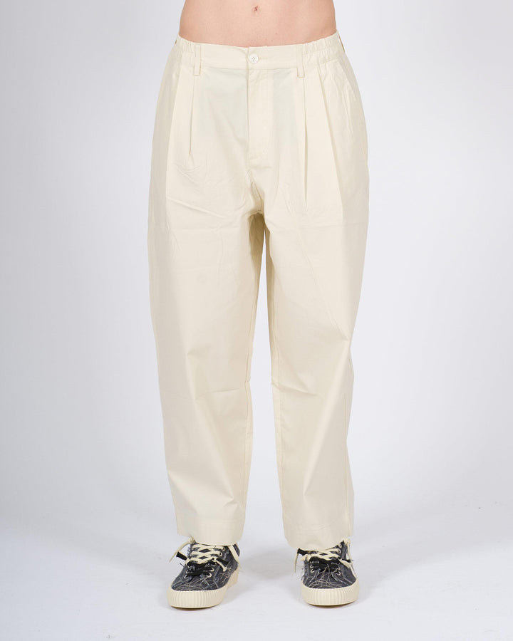 Pantalone Uomo Panna Doppia Pence in Cotone 