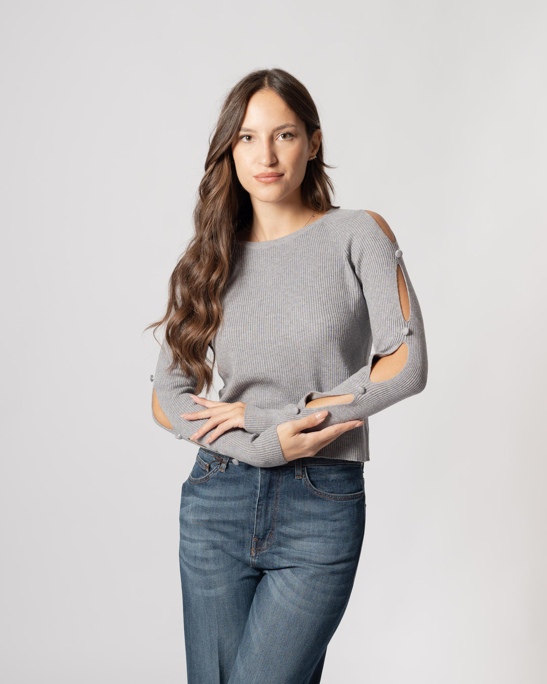 Maglia con aperture grigio 