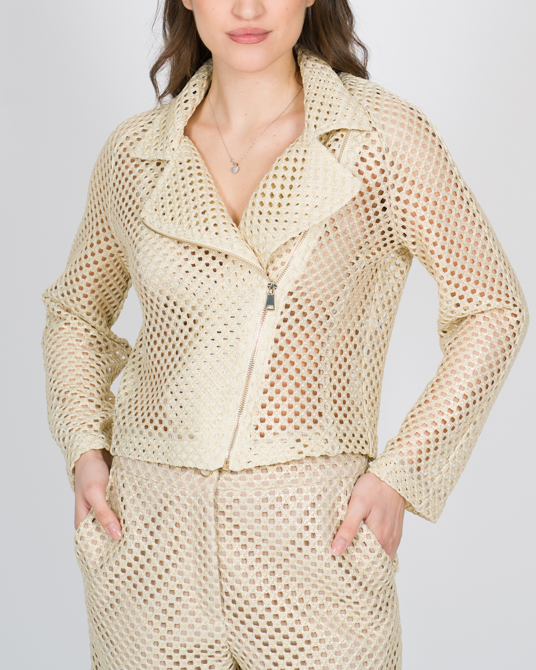 Chiodo Traforato Beige 