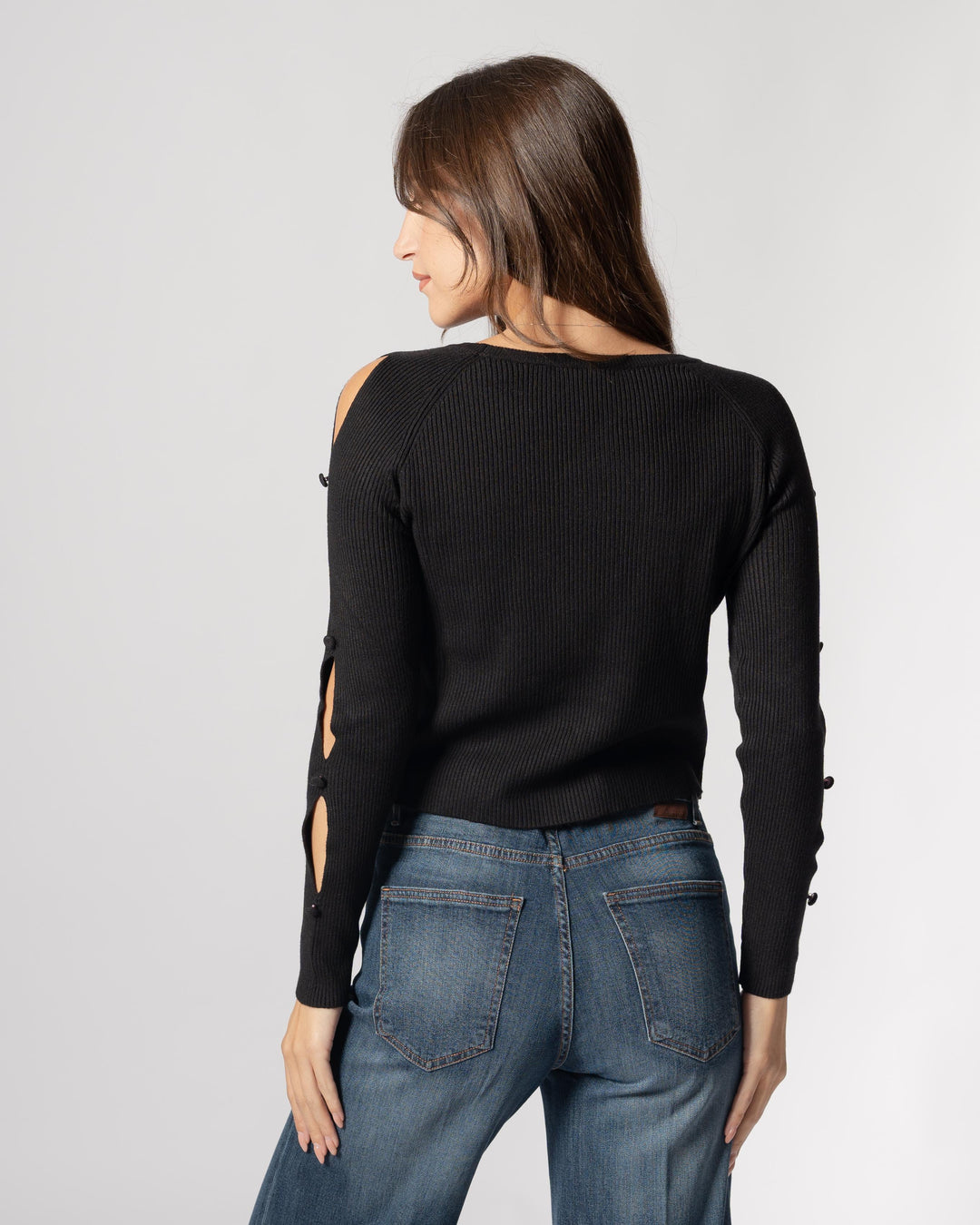 Maglia con aperture nera 