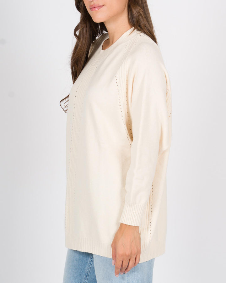 Maglia Over A coste Panna 