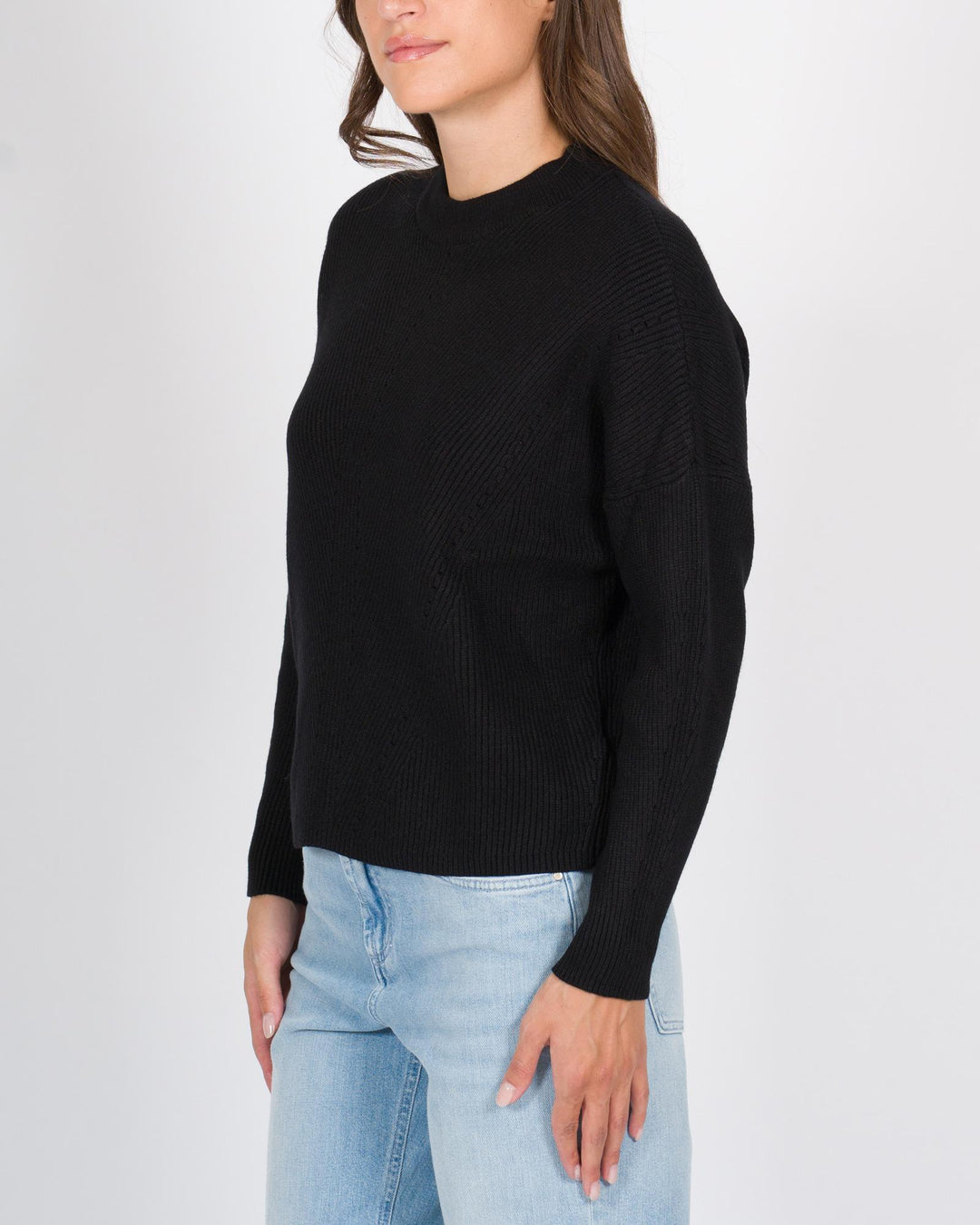 Maglia girocollo a costine nero 