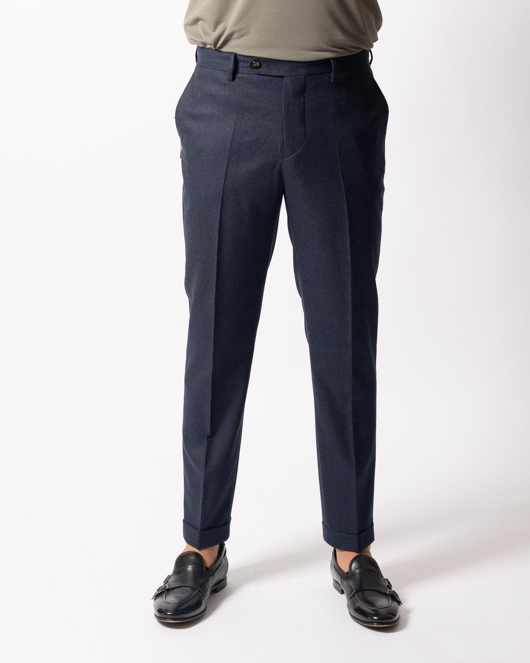 Pantalone Y Retro Pied de Poule Blu 