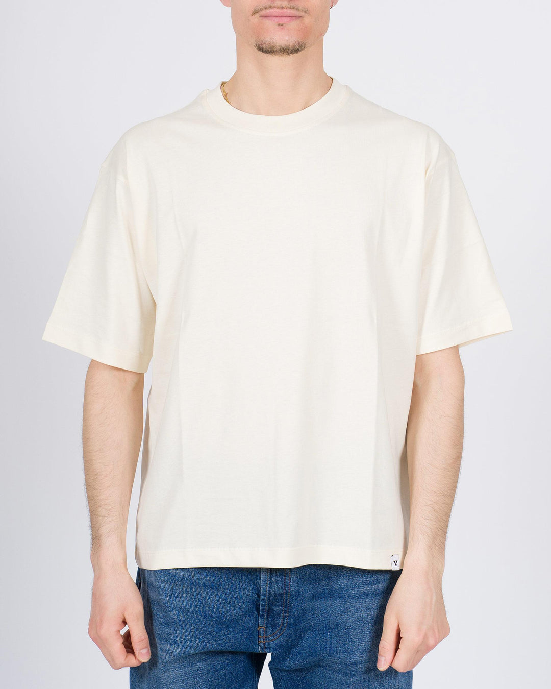 T-shirt Firenze in cotone panna cropped 