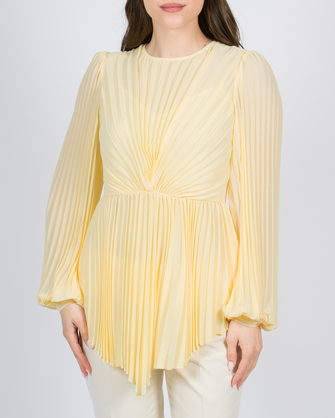 Blusa in georgette plissé giallo 