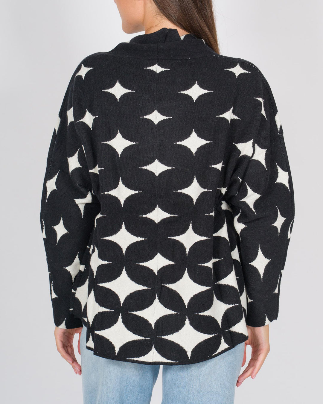 Cardigan a stelle con cinturino nero 