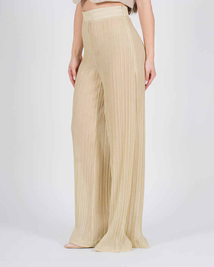 Pantalone palazzo plissé oro 