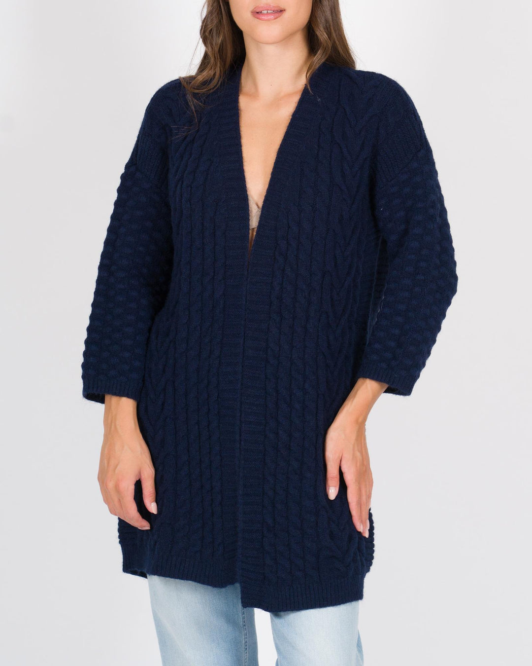 Cardigan trecce blu 