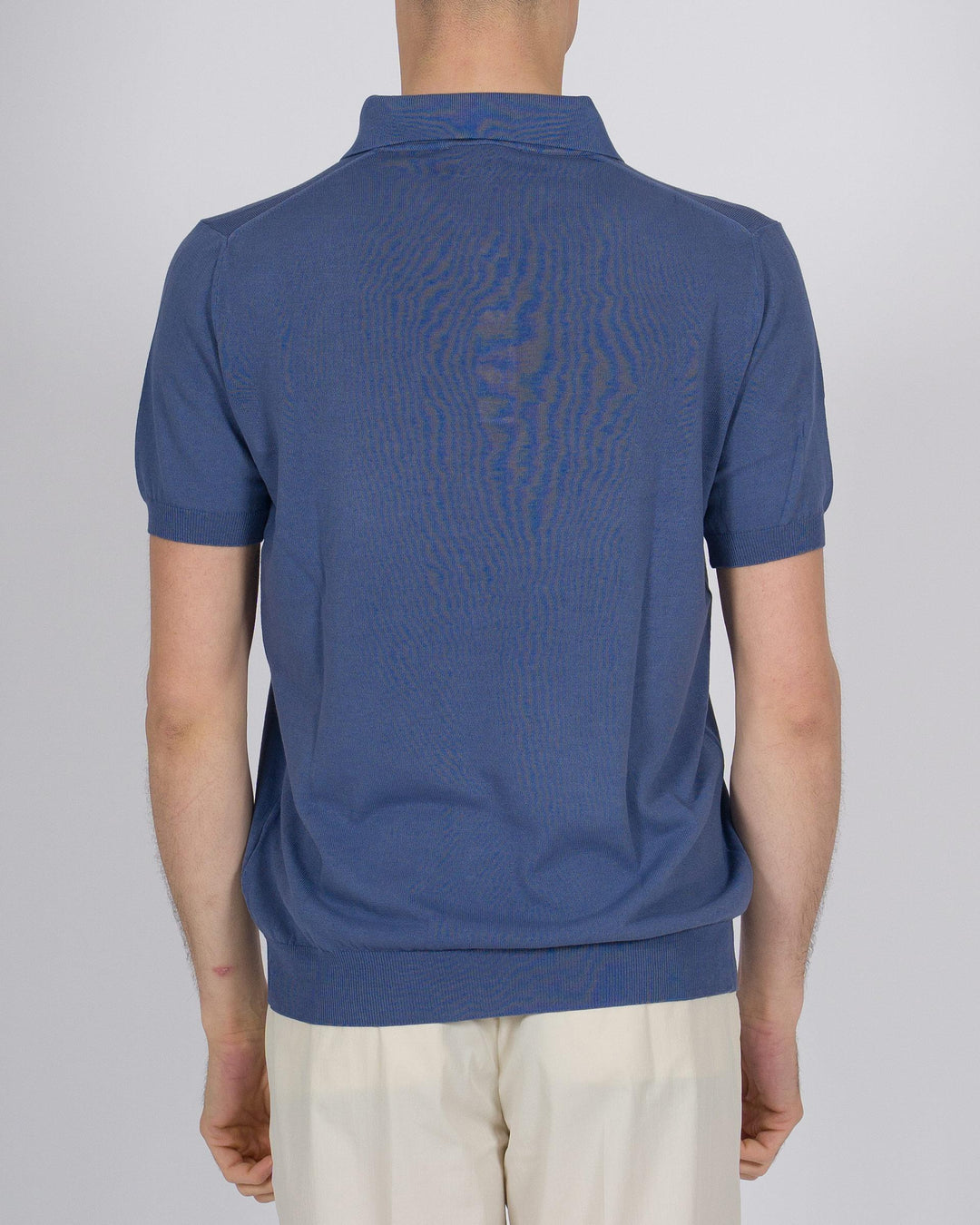 Polo tre bottoni crepe dio cotone indaco 