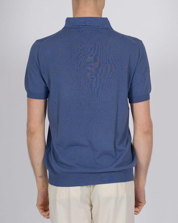 Polo tre bottoni crepe dio cotone indaco 