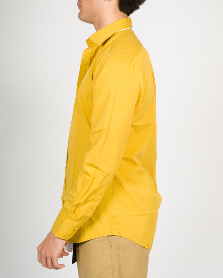 Camicia cotone unito senape 