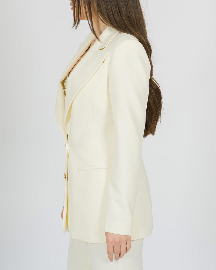Blazer monopetto panna con bottoni oro 