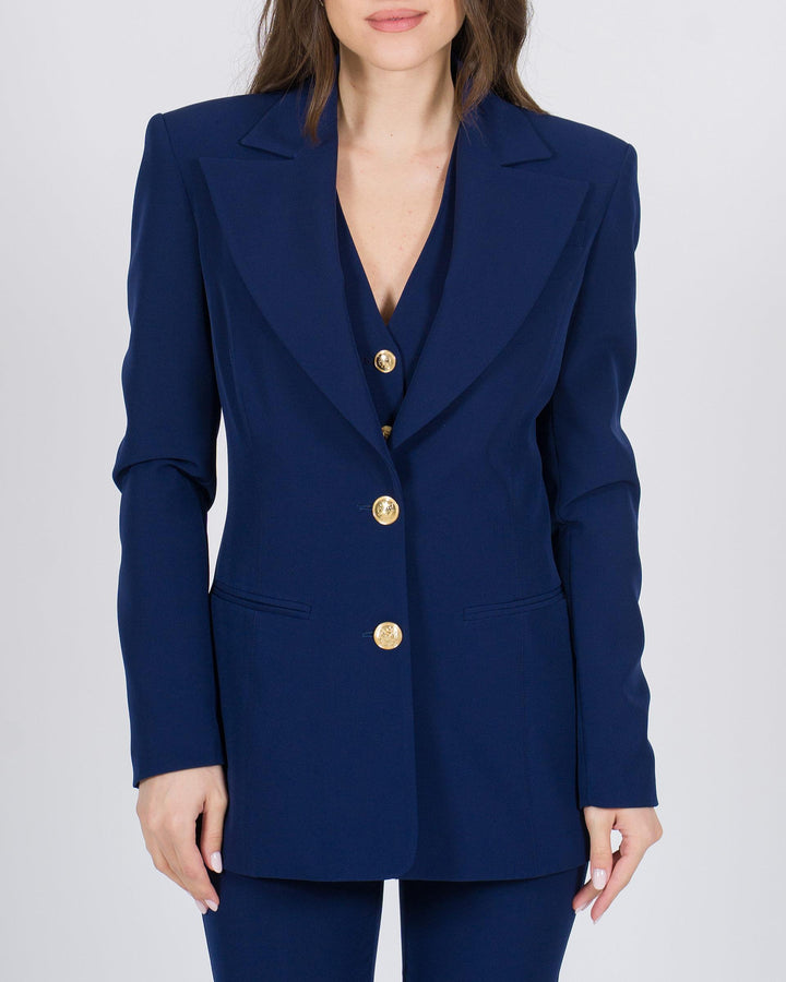 Blazer monopetto blu con bottoni oro 