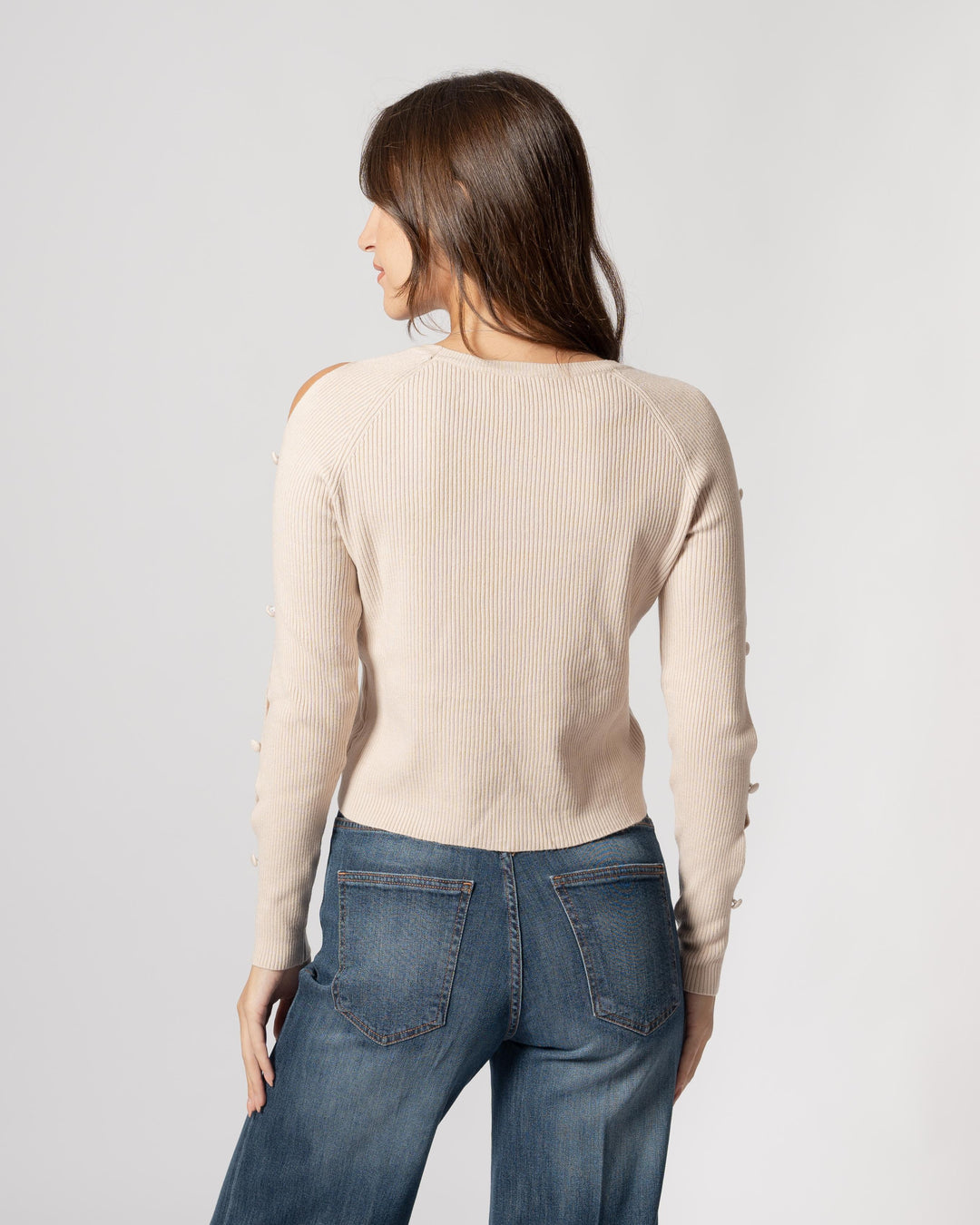 Maglia con aperture beige 