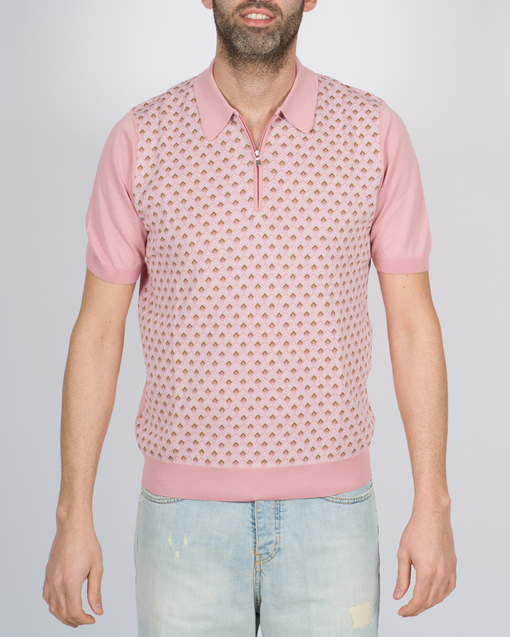 Polo mezza zip rosa 