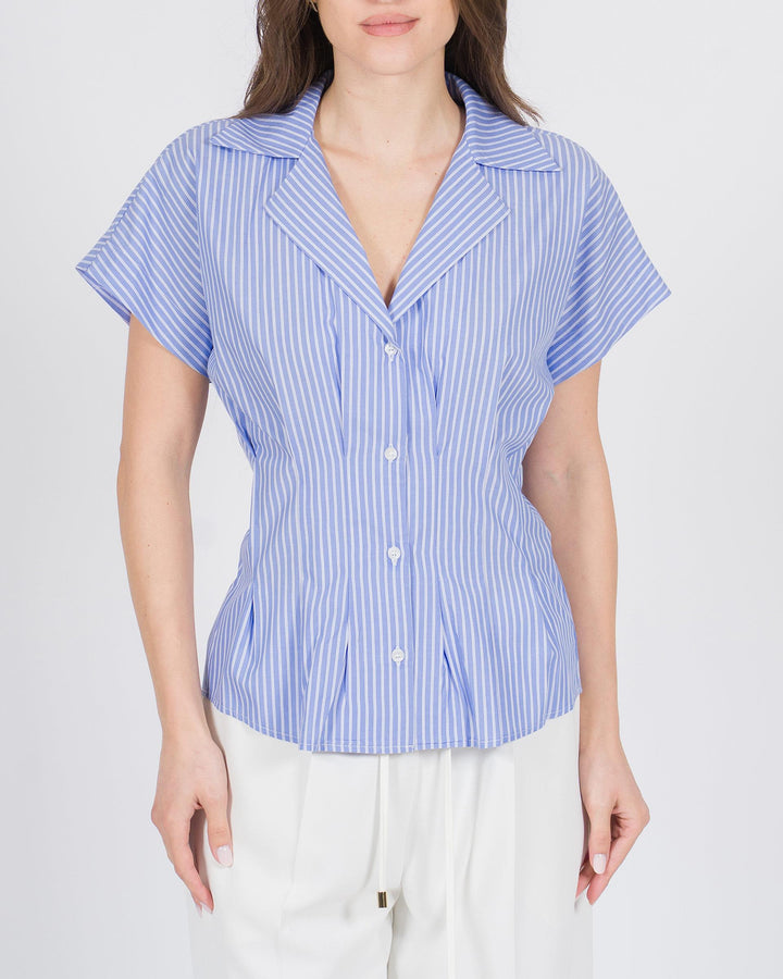 Camicia aderente a righe azzurra 