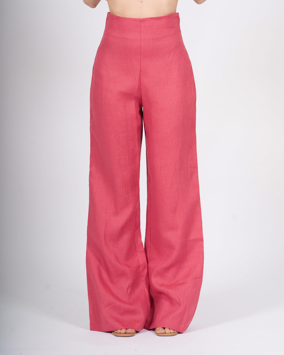 Pantalone Palazzo Silence corallo  in 100% Lino 