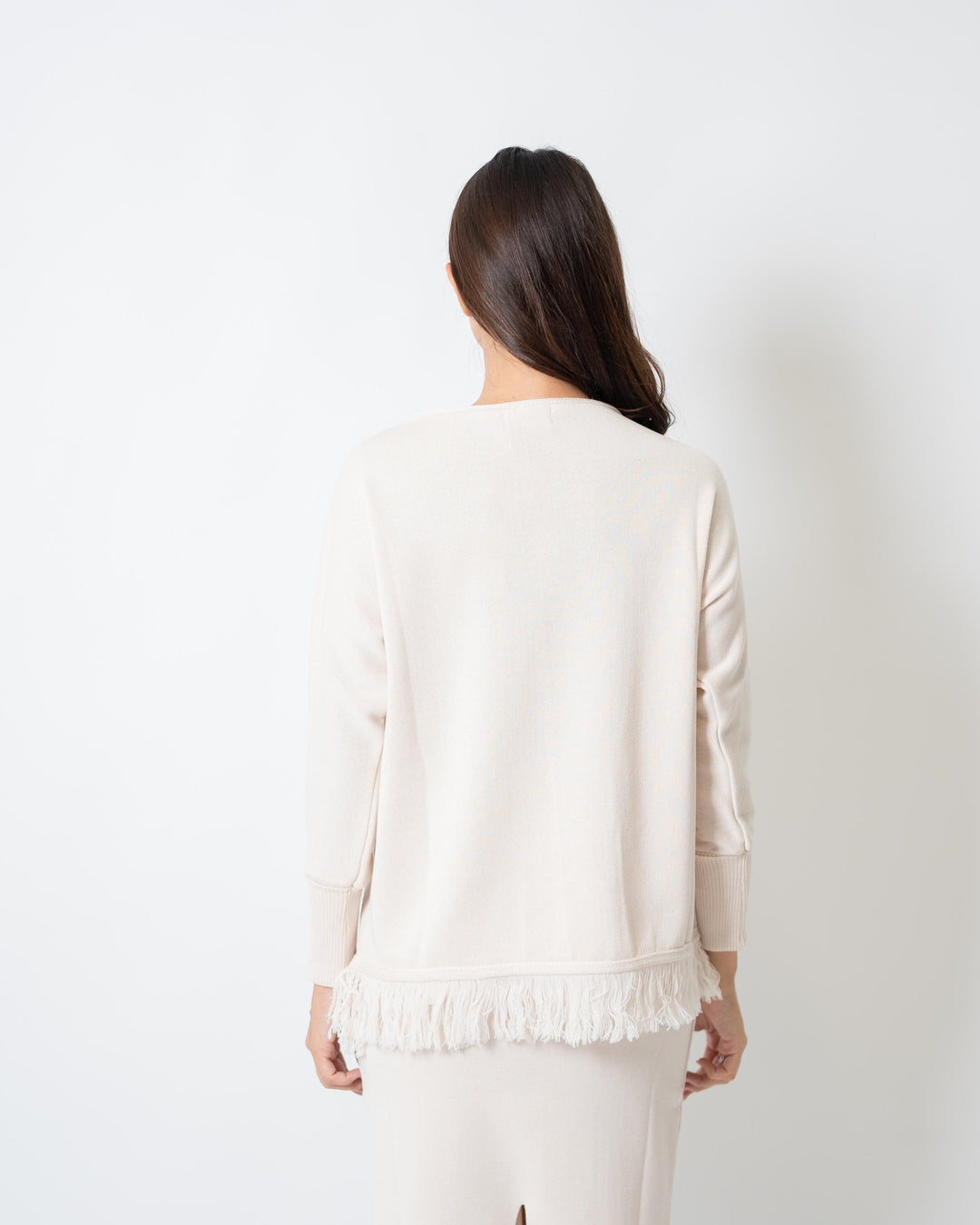 Maglia raglan frange Panna 