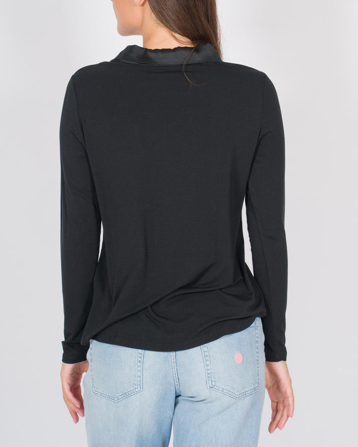 Blusa-Camicia in Seta co Bottoni Nero 