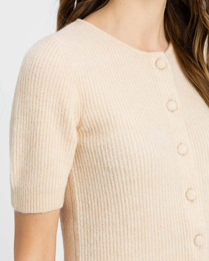 Maglia bottoni coste beige 