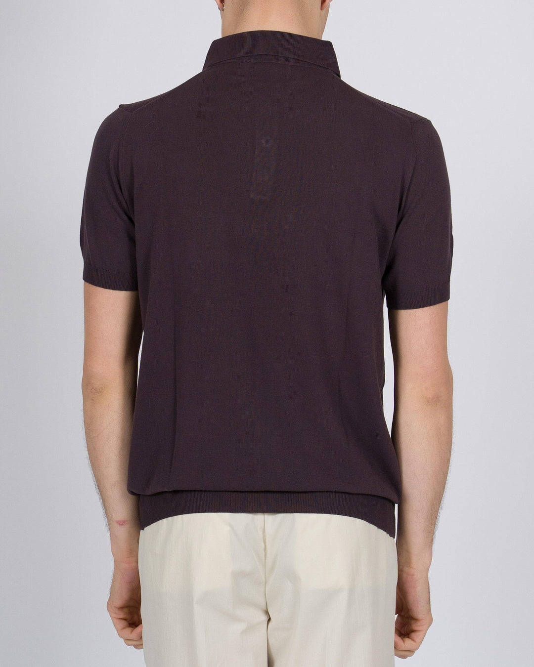 Polo tre bottoni crepe dio cotone moro 