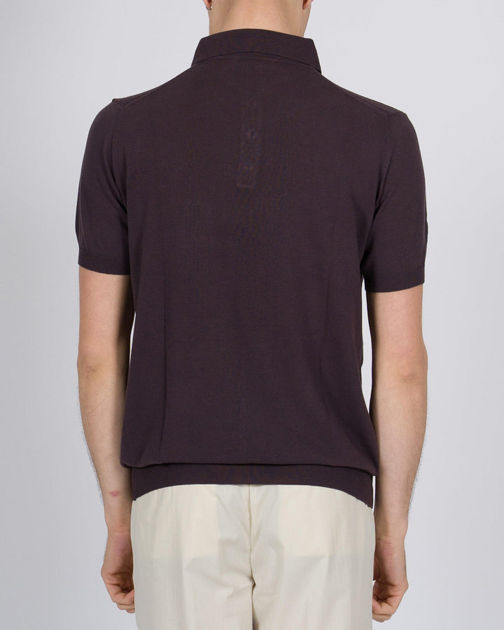 Polo tre bottoni crepe dio cotone moro 