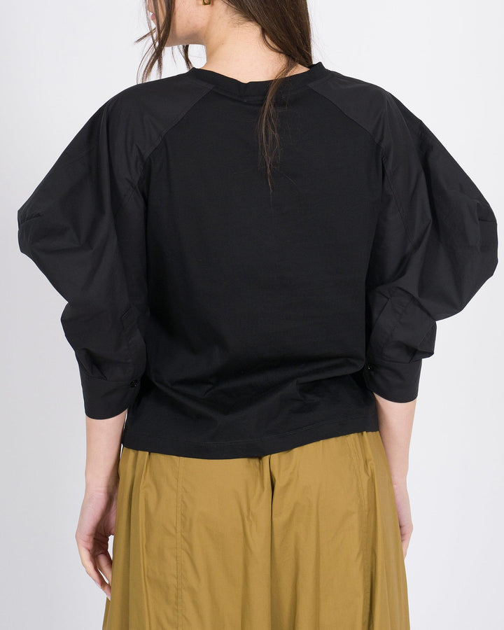 T-Shirt MEIMEJ Cotone con Maniche a Sbuffo nera 
