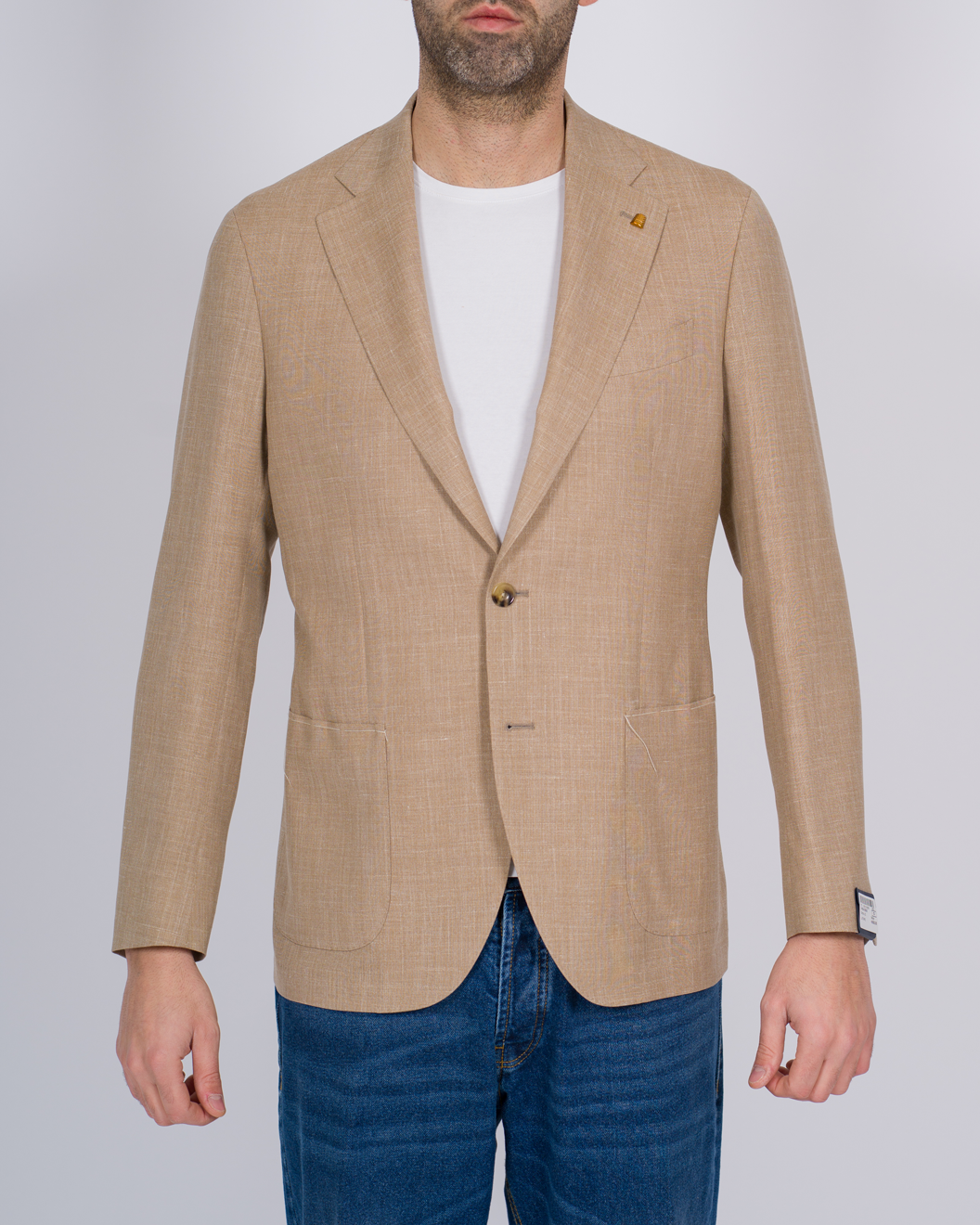 GIACCA MONOPETTO LINO BEIGE 