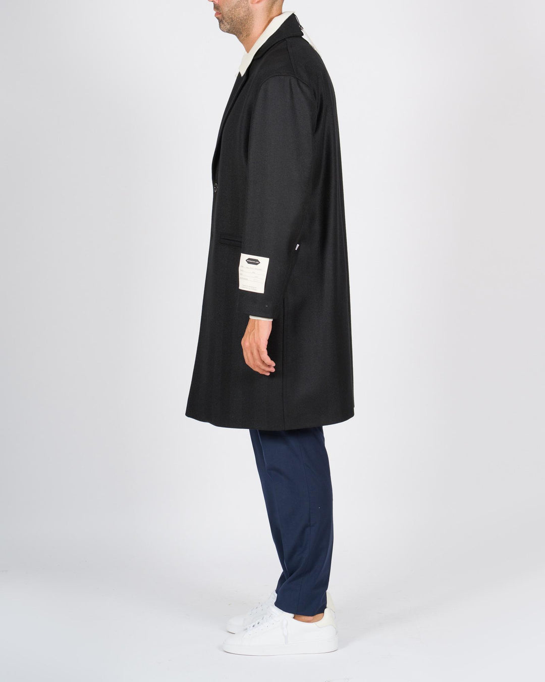 Cappotto monopetto effetto spigato nero 