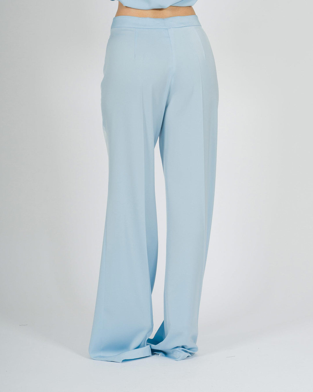 Pantalone palazzo lungo azzurro in tessuto cascante 