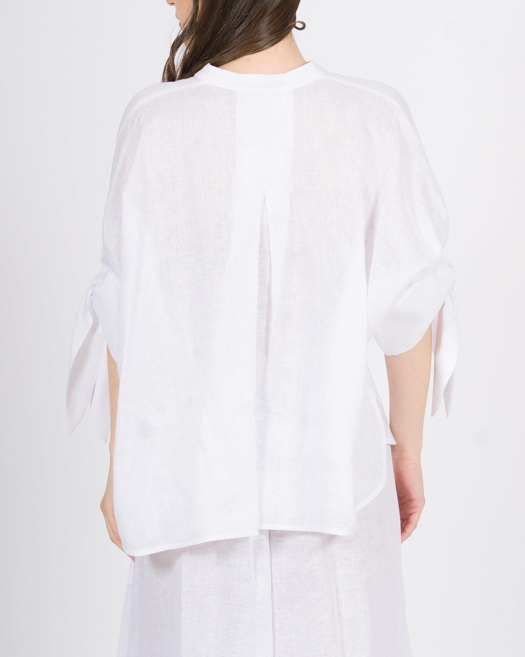 Camicia in Lino Meimeij bianca con Collo Pistagna 