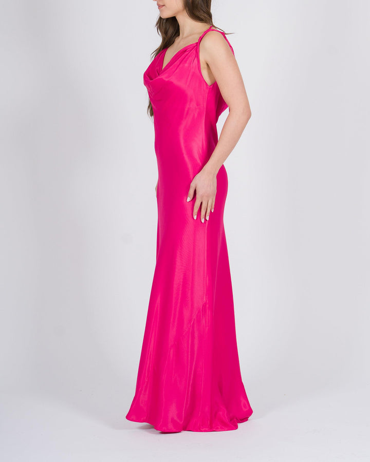 Maxiabito drappeggiato fuxia 