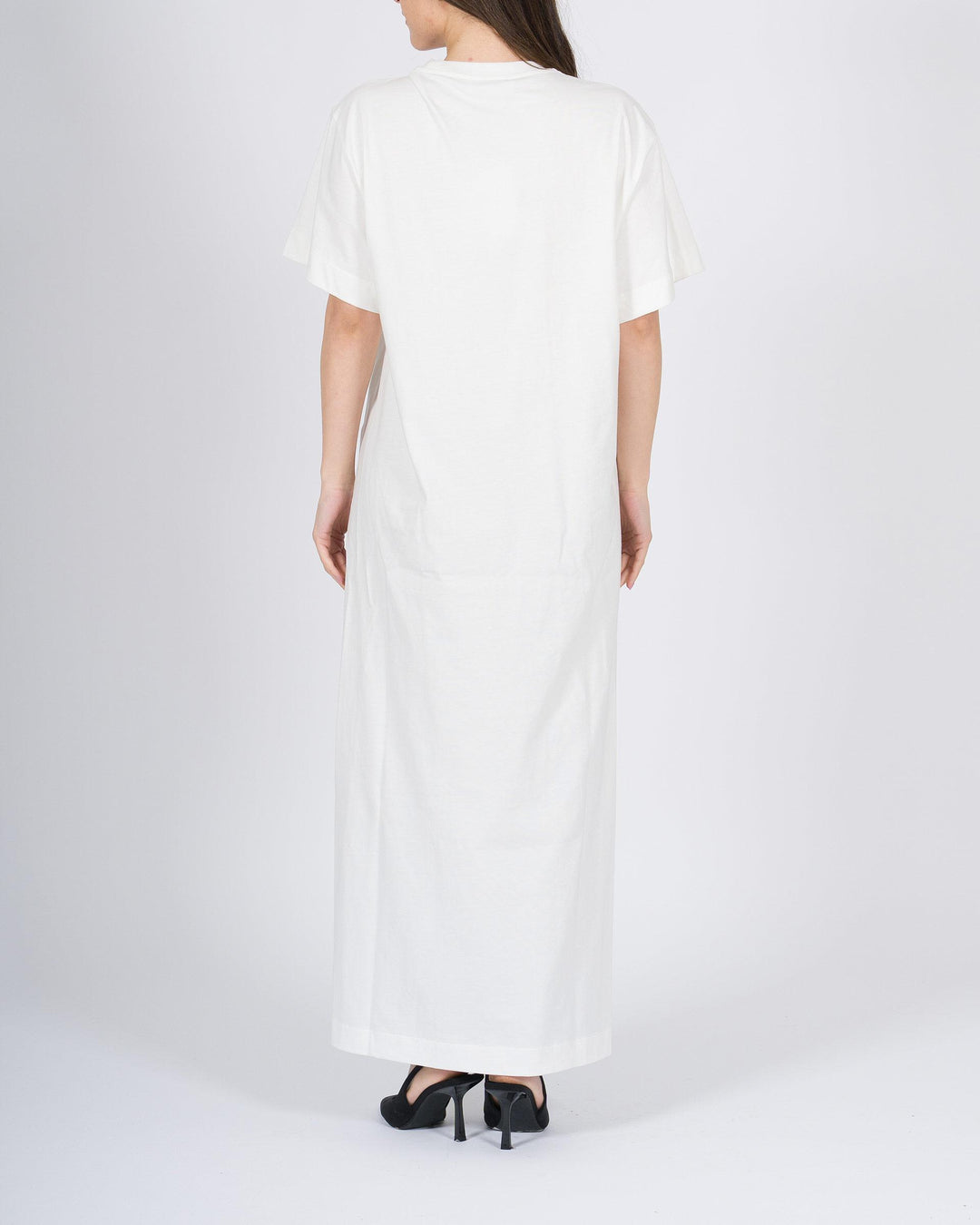 T-Shirt Bianca Meimeij in Cotone con Taglio Asimmetrico 