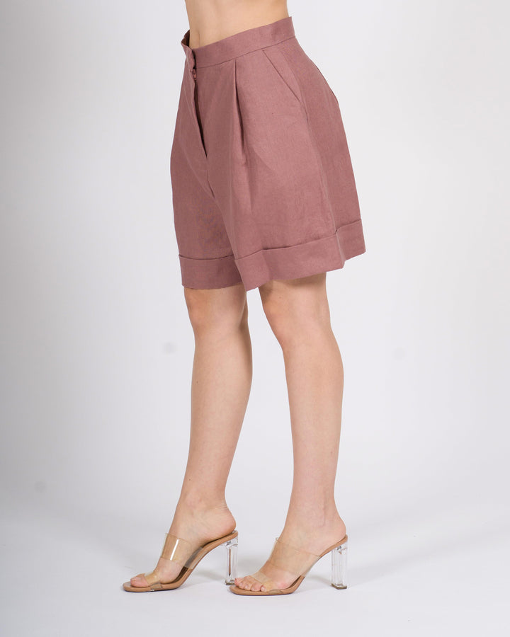 Short Silence Rosa in 100% Lino 