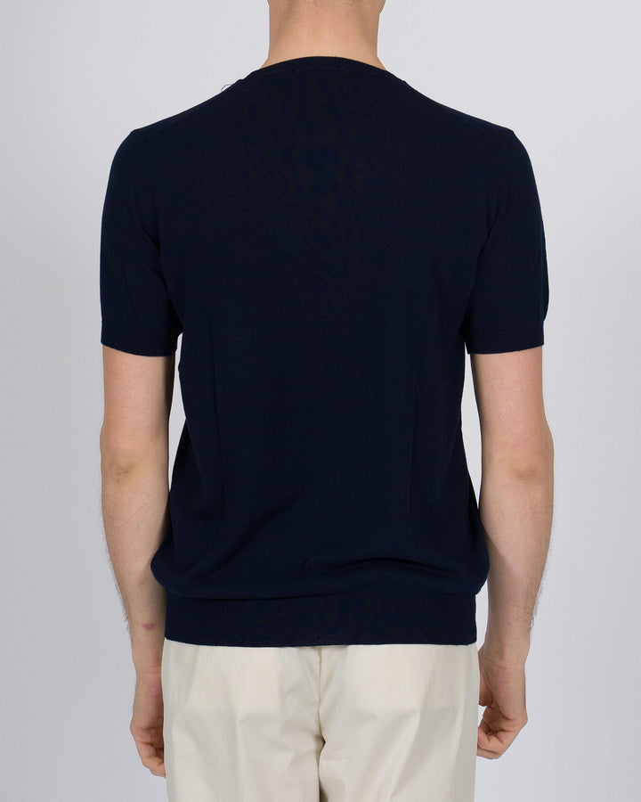 T-shirt crepe di cotone blu 