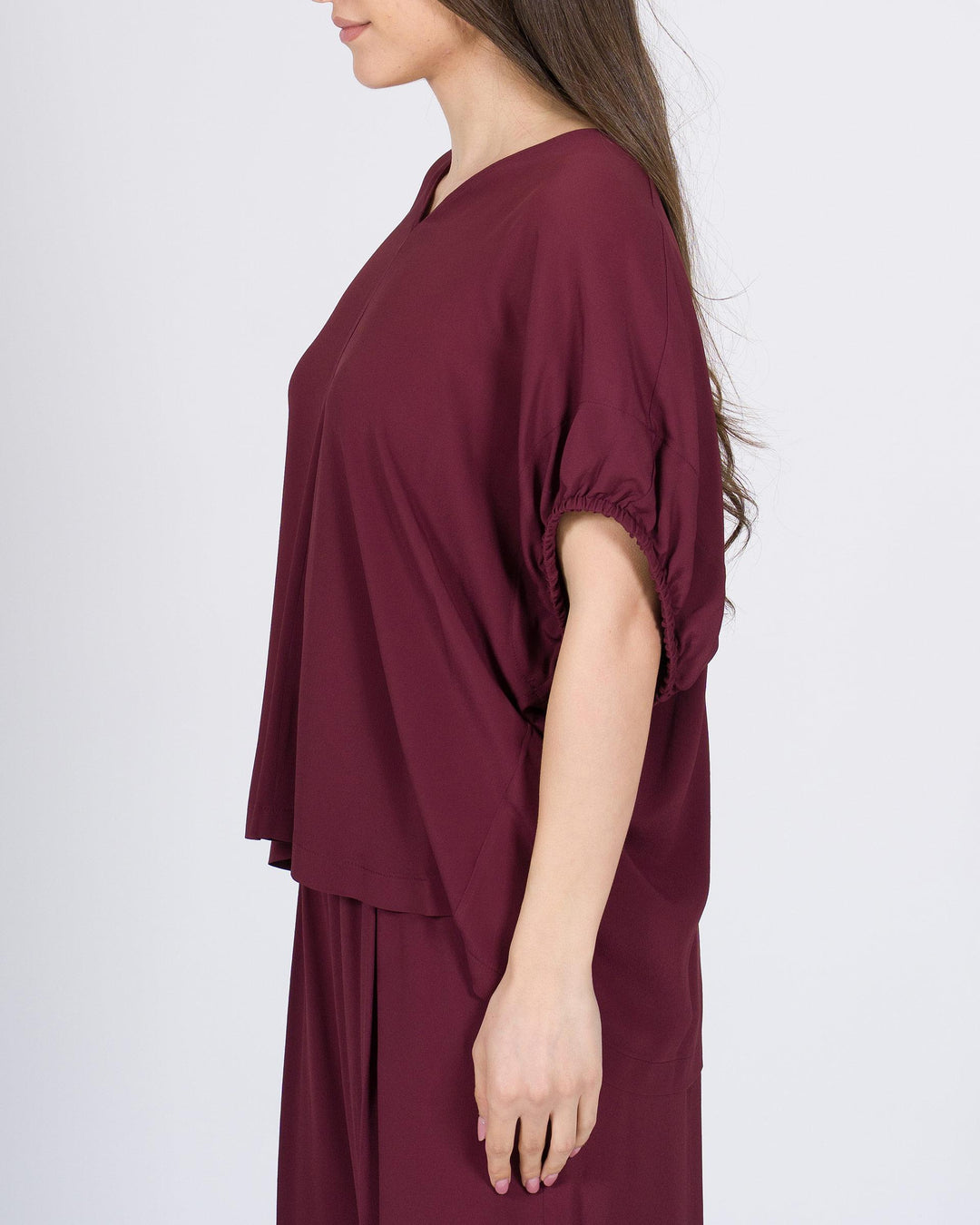 Blusa Bordeaux Meimeij con Collo a V 