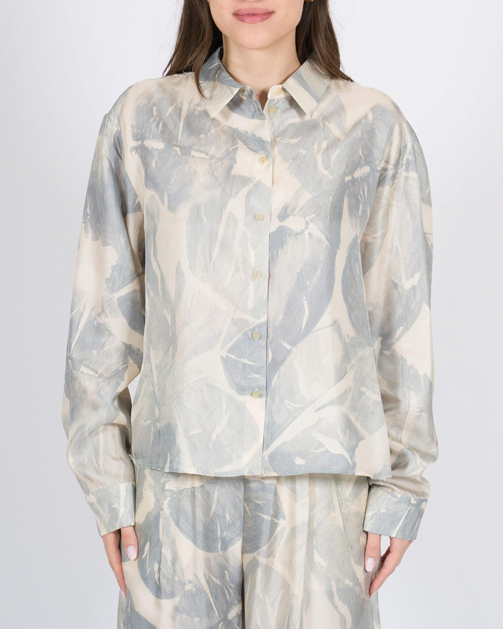 Camicia ALYSI  Seta Fantasia Fiori azzurra 