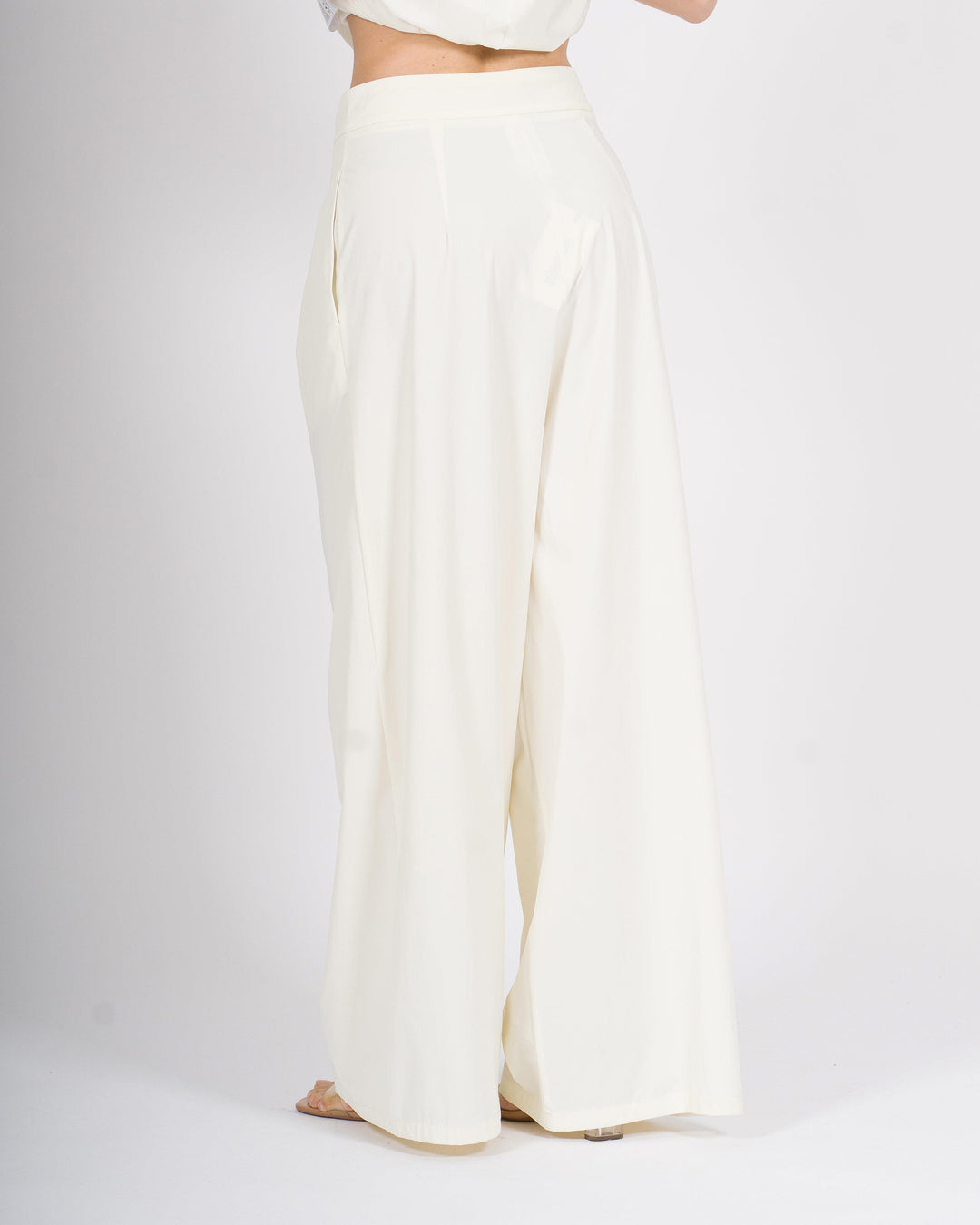 Pantalone Palazzo Silence in Tessuto Tecnico Bianco 
