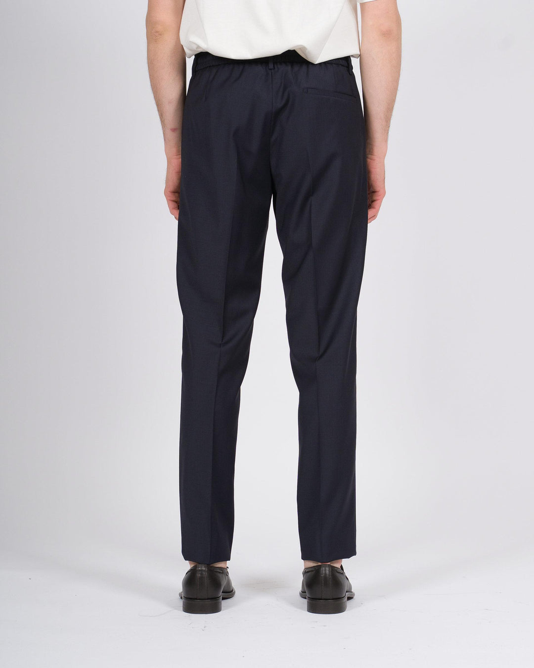 Pantalone Berwich Spaggia blu con pence ed elastico 