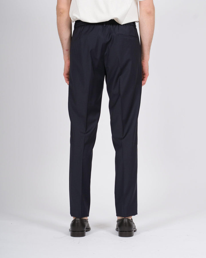 Pantalone Berwich Spaggia blu con pence ed elastico 