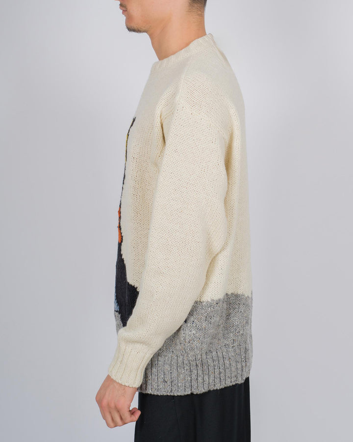 Maglione intarsio foca  panna 