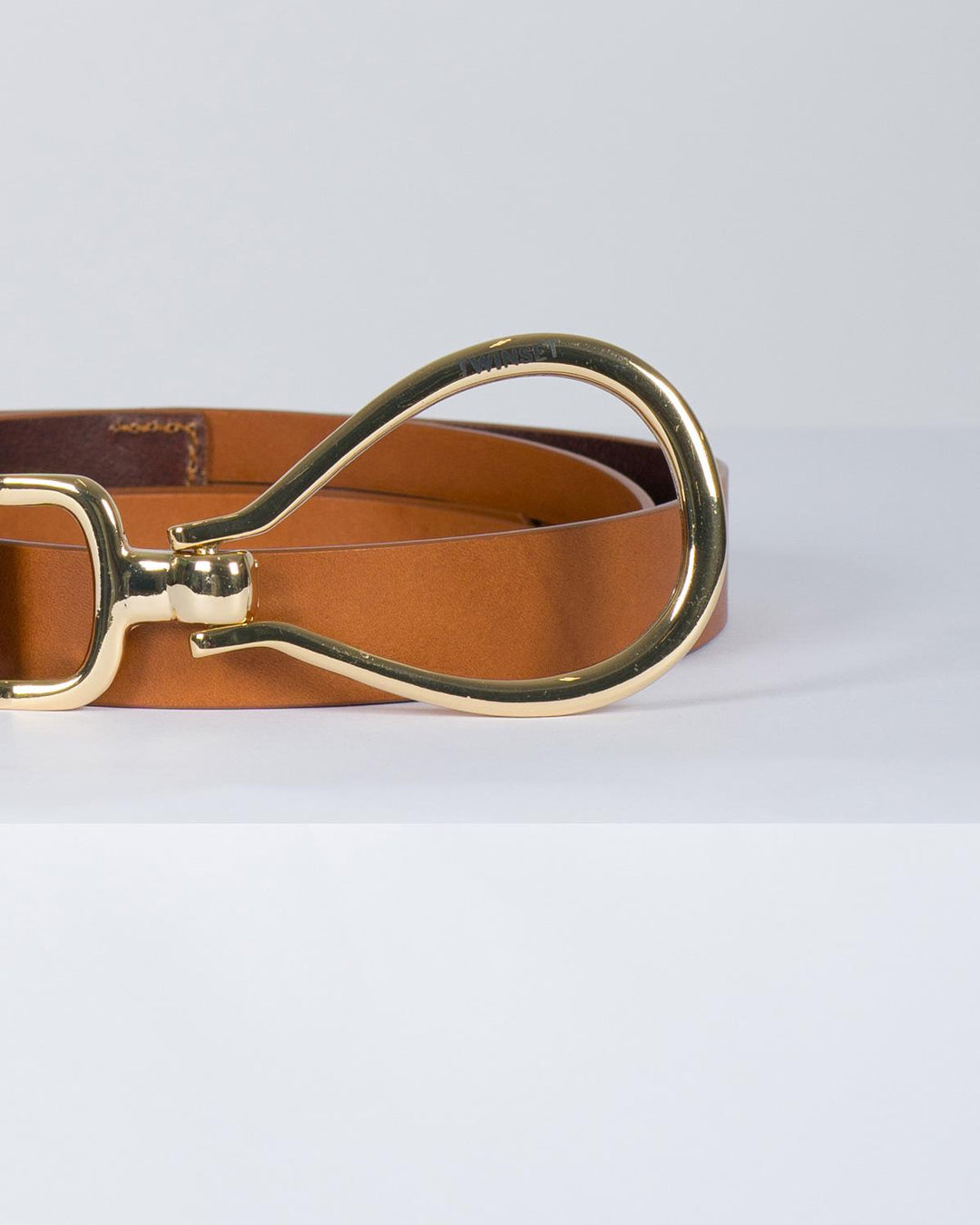 Cintura in pelle con logo cuoio 