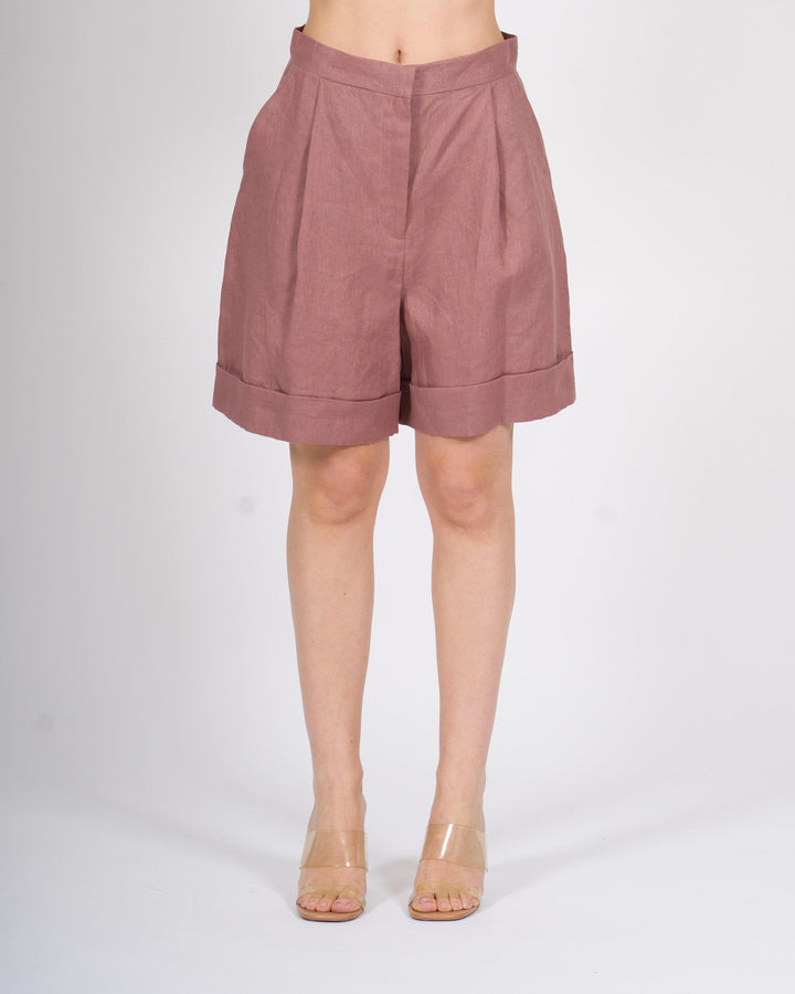 Short Silence Rosa in 100% Lino 