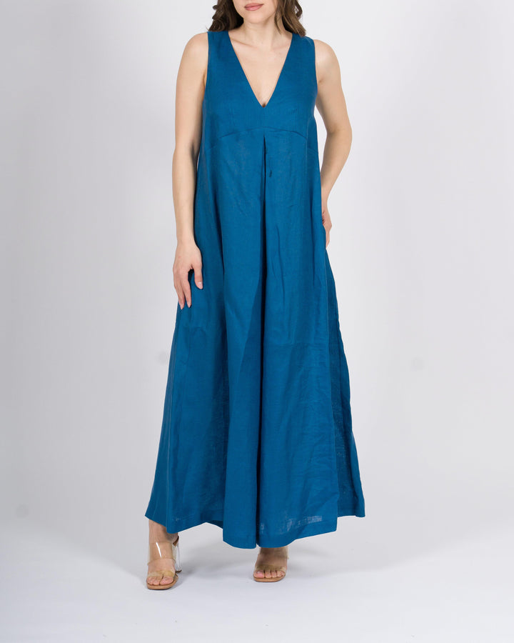 Maxi Tuta in Lino Meimeij azzurra 