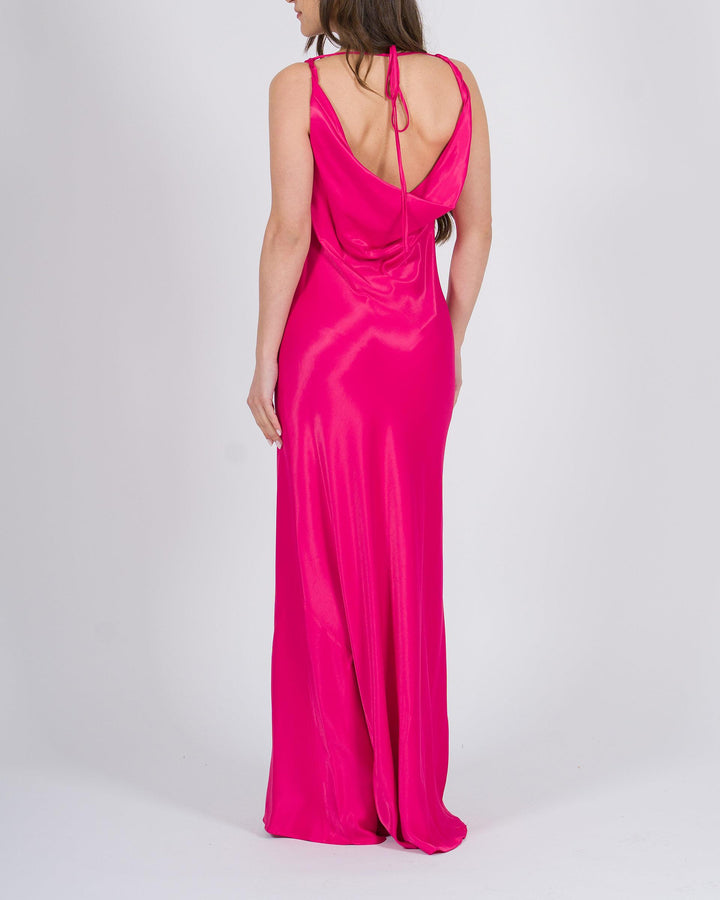 Maxiabito drappeggiato fuxia 