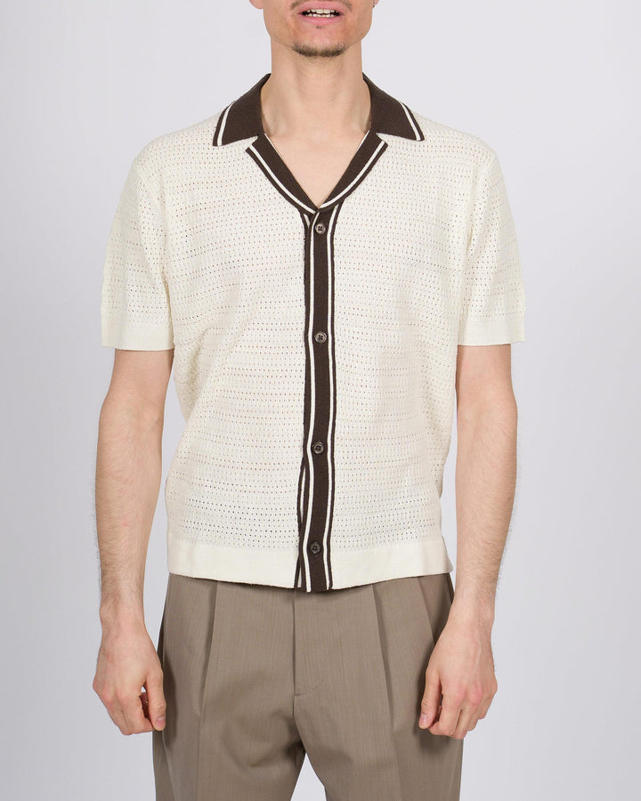 Polo uomo panna crochet chiusura bottoni 